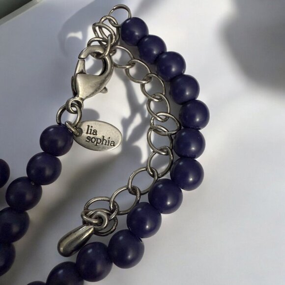 Lia Sophia Retired Art Deco Inspired Necklace Green Crystal Pendant Beaded - Picture 8 of 11